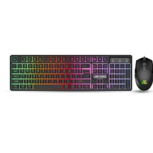 Ant Esports KM1650 Gaming Keyboard & Mouse Combo, Wired Backlit Rainbow LED Keyboard & 3200 DPI Gaming Mouse for PC/Laptop - Black
