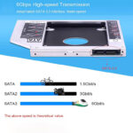 4 D (LABEL) Universal 2nd HDD Caddy 9.5mm SATA 2.0 Slim SATA III Hard Drive Optibay Adapter for Laptop CD DVD Optical Drive Bay - Image 2