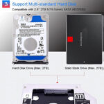 4 D (LABEL) Universal 2nd HDD Caddy 9.5mm SATA 2.0 Slim SATA III Hard Drive Optibay Adapter for Laptop CD DVD Optical Drive Bay - Image 3