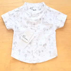 GJ BABY Printed Shirt with Band Collar