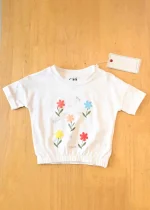 Gini & Jony Girls White Cotton Printed Crew Neck Half Sleeve Top