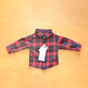 GJ BABY Checked Shirt with Patch Pocket (Red)