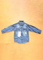 Gini & Jony Boys Blue Printed Denim Full Sleeves Shirt