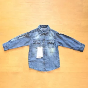 Gini & Jony Boys Blue Printed Denim Full Sleeves Shirt