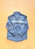 Gini & Jony Boys Blue Printed Denim Full Sleeves Shirt - Image 2