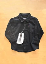 Gini & Jony Boys Black Solid Cotton Full Sleeves Shirt