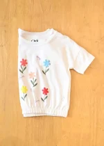 Gini & Jony Girls White Cotton Printed Crew Neck Half Sleeve Top - Image 2