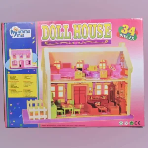 Little Doll House Playset- Set of 34 Pieces Doll House for Girls (Multicolor)