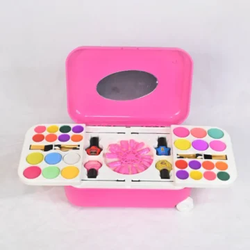 Portable 2 in 1 Nail Art kit & Beauty Make up Pallette Trolley for Kids