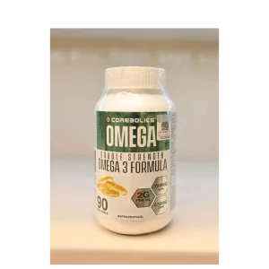 COREBOLICS Omega-3 Fish Oil with 400 mg- DHA | 720mg- EPA | 90 Capsules or Softgel | Double Strength Heart & Immune System Support Supplements for Women & Men