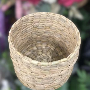 Natural Straw Small Round Basket
