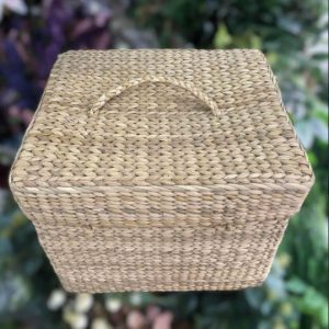 Square Woven Basket with Lid