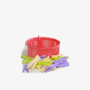 Clothespins, RFL 24 pcs Clip With Basket Plastic Cloth Clips