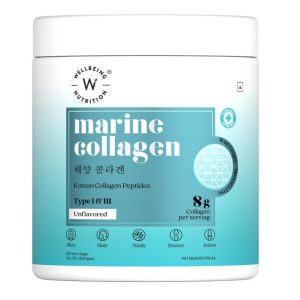 Wellbeing Nutrition Pure Korean Marine Collagen Supplements for Women & Men, 200g | Hydrolyzed Collagen Powder and Amino Acids | Supports Healthy Skin, Hair, Nails, Bone & Joint | Unflavored