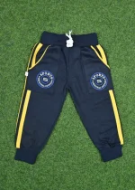 Blue Sports Track Pant with Yellow Stripe for Kids 3-4 Years