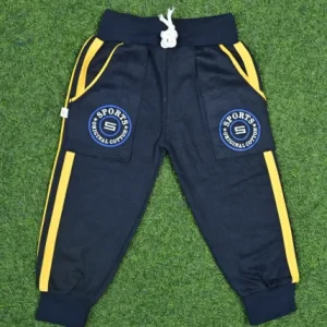 Blue Sports Track Pant with Yellow Stripe for Kids 3-4 Years