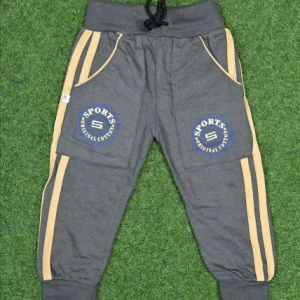 Grey Sports Track Pant with Yellow Stripe for Kids 3-4 Years