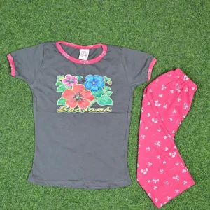 Girl's Nightwear Set (Pink And Grey)