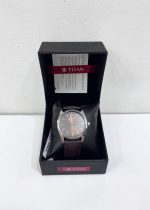 Titan Workwear Brown Dial Analog Leather Strap Watch Men