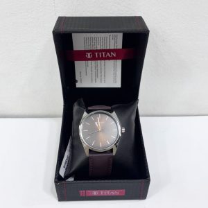 Titan Workwear Brown Dial Analog Leather Strap Watch Men