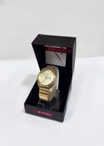 Titan Quartz Analog with Day and Date Champagne Dial Stainless Steel Strap Watch for Men - Image 2