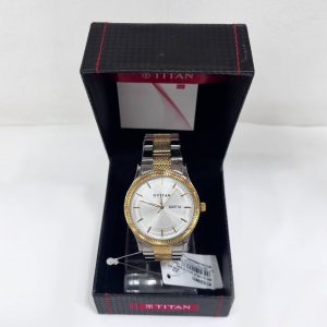Titan Quartz Analog with Date Silver Dial Stainless Steel Strap Watch for Men