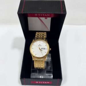 Titan Quartz Analog with Day and Date White Dial Stainless Steel Strap Watch for Men