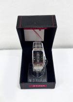 Titan Quartz Analog with Date Black Dial Stainless Steel Strap Watch for Men