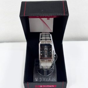 Titan Quartz Analog with Date Black Dial Stainless Steel Strap Watch for Men
