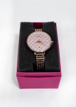 Fastrack Iconique Quartz Analog Pink Dial Metal Strap Watch for Girls