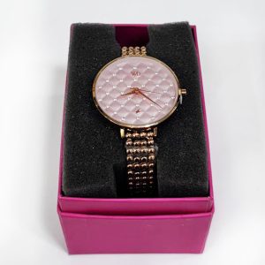 Fastrack Iconique Quartz Analog Pink Dial Metal Strap Watch for Girls