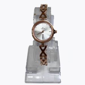 Titan Quartz Analog with Day and Date Silver Dial Metal Strap Watch for Women