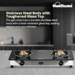 Sunflame LPG STOVE GT 2B DIAMOND BK Glass Manual Gas Stove  (2 Burners) - Image 2