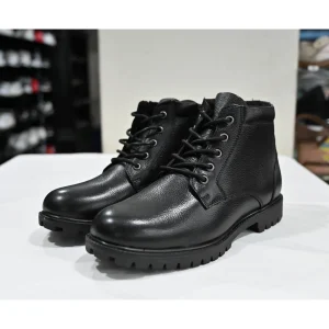 Men’s Black Leather Lace-Up Boots Uk-7