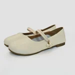 Girls creamy Mary Jane Ballerina Flat Dress Shoes - Image 2