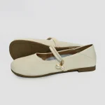 Girls creamy Mary Jane Ballerina Flat Dress Shoes - Image 3