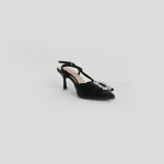 Ladamas Womens Slingback Low Kitten Heels, Pumps Closed, Pointed Toe with Rhinestone (Black)(Size: 37;27cm) - Image 4