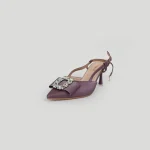 Ladamas Womens Slingback Low Kitten Heels, Pumps Closed, Pointed Toe with Rhinestone (Purple)(Size: 37:27cm) - Image 2