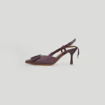 Ladamas Womens Slingback Low Kitten Heels, Pumps Closed, Pointed Toe with Rhinestone (Purple)(Size: 37:27cm) - Image 3