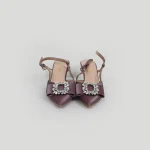 Ladamas Womens Slingback Low Kitten Heels, Pumps Closed, Pointed Toe with Rhinestone (Purple)(Size: 37:27cm) - Image 4