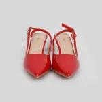 LADAMAS Vibrant Red Patent Pointed-Toe Slingbacks (Size: 37:27cm) - Image 2