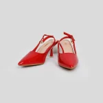LADAMAS Vibrant Red Patent Pointed-Toe Slingbacks (Size: 37:27cm) - Image 3