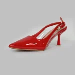 LADAMAS Vibrant Red Patent Pointed-Toe Slingbacks (Size: 37:27cm) - Image 4