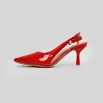 LADAMAS Vibrant Red Patent Pointed-Toe Slingbacks (Size: 37:27cm) - Image 5