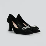  Women's black velvet stiletto heels - Image 2