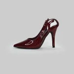 LADAMAS Glossy Maroon Pointed-Toe Ankle Strap Heels - Image 4