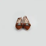 LADAMAS Slingback Heels with Rhinestone Bow Accent