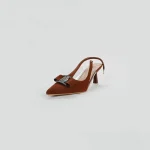 LADAMAS Slingback Heels with Rhinestone Bow Accent - Image 5