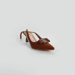 LADAMAS Slingback Heels with Rhinestone Bow Accent - Image 6