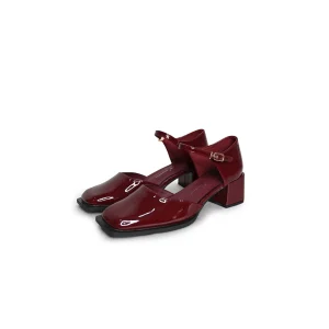 Glossy Maroon Muse Block Heels